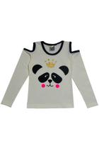 Blusa Manga Longa Infantil Panda Off White - Malugui