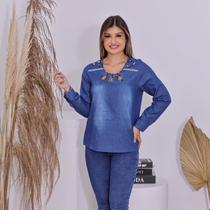 Blusa Manga Longa Jeans Premium