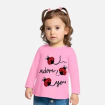 Blusa Manga Longa Joaninha Infantil Menina Kyly 1000727 Rosa
