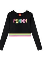 Blusa Manga Longa Kyly 1001545 Infantil Cropped Funny Cotton T. 04/10