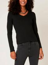 Blusa Manga Longa Malwee 1000026292 Feminina Decote V Algodão T. P/XGG