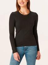 Blusa Manga Longa Malwee 1000026302 Feminina Decote Redondo Algodão T. P/XGG
