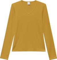 Blusa Manga Longa Malwee 1000054823 Feminina Decote V Viscose T. P/XGG