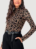 Blusa Manga Longa Malwee 1000119295 Feminina Tulle Stretch Poliamida T. P/GG