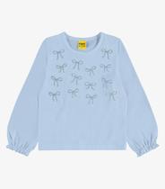 Blusa Manga Longa Meia Malha Com Estampa Rovi Kids Azul