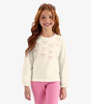 Blusa Manga Longa Meia Malha Com Estampa Rovi Kids Bege