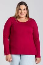 Blusa Manga Longa Mullet Feminina Plus Size em Malha de Viscose com Elastano - Serena Blusa Manga Longa Mullet Feminina Plus Size em Malha de Viscose com Elastano - Serena