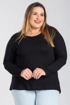 Blusa Manga Longa Mullet Feminina Plus Size em Malha de Viscose com Elastano - Serena
