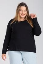 Blusa Manga Longa Mullet Feminina Plus Size em Malha de Viscose com Elastano - Serena