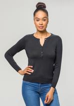 Blusa Manga Longa Pau a Pique Modal Preto