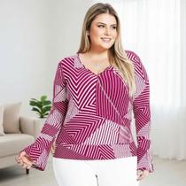 Blusa Manga Longa Plus Size Com Transpasse G1 A G4 Blusa Manga Longa Plus Size Com Transpasse G1 A G4
