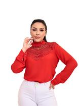 Blusa Manga Longa Plus Size Moda Boutique Renda - SKU:BMLP02