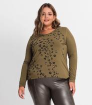 Blusa Manga Longa Plus Size Secret Glam Verde