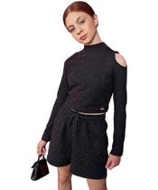 Blusa manga longa preto