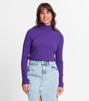 Blusa Manga Longa Ribana Canelada Rovitex Roxo
