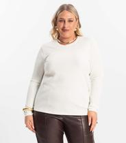 Blusa Manga Longa Ribana Canelada Secret Glam Bege Blusa Manga Longa Ribana Canelada Secret Glam Bege