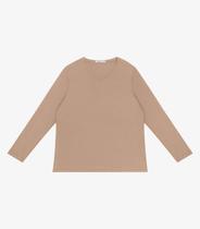 Blusa Manga Longa Ribana Canelada Secret Glam Marrom