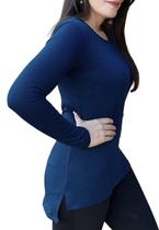 Blusa Manga Longa Sobre Legging Feminina Alongada Mullet em Malha