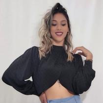 Blusa manga longa transpassada