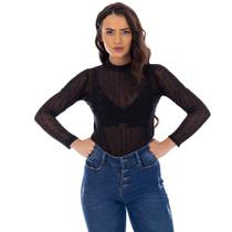 Blusa Manga Longa Tule Fristyle Poá Transparência