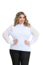Blusa manga longa tule plus size gola alta Blusa manga longa tule plus size gola alta