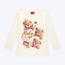 Blusa Manga Longa Ursinho Infantil Menina Kyly 1000748