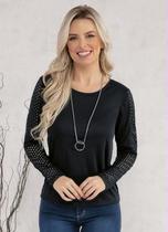 Blusa manga longa vazada preta