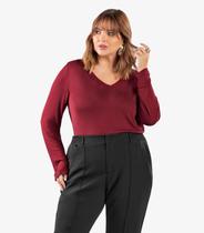 Blusa Manga Longa Visco Plus Size Secret Glam Vermelho