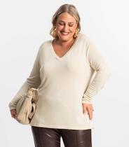 Blusa Manga Longa Visco Tricot Secret Glam Bege Blusa Manga Longa Visco Tricot Secret Glam Bege