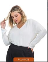 Blusa Manga Longa Visco Tricot Secret Glam - Rovitex Plus Size