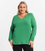 Blusa Manga Longa Visco Tricot Secret Glam Verde - Rovitex Plus Size