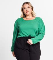 Blusa Manga Longa Viscose Slub Prime Secret Glam Verde