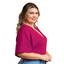 Blusa Manga Morcego Transpassada Cropped Feminino Decote V Canelada Soltinha Manga 3/4 Tecido Leve Social Festa Evento Blusa Manga Morcego Transpassada Cropped Feminino Decote V Canelada Soltinha Manga 3/4 Tecido Leve Social Festa Evento