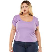 Blusa Manga Princesa Canelada Plus Size Blusa Manga Princesa Canelada Plus Size