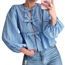 Blusa MANGMAO, gravata frontal, Y2k, estampa de leopardo, peplum, feminina