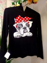 Blusa manguinha malha cachorrinho preta