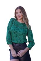 Blusa Maria Maturana Manga 3/4 Verde