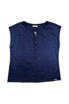 Blusa Marinho Feminina Capim Rosa com Detalhes Elegantes