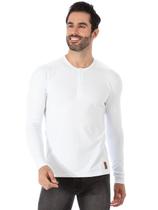 Blusa Masculina Anistia Manga Longa Henley com Botões Branca