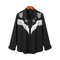 Blusa Masculina Bordada Com Borlas, Casual, Manga Comprida, Estilo Americano, S-5XL INCERUN 2023 Blusa Masculina Bordada Com Borlas, Casual, Manga Comprida, Estilo Americano, S-5XL INCERUN 2023