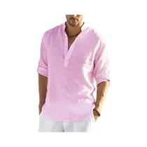 Blusa Masculina Casual De Linho De Algodão Solta Camisa De Manga Comprida Primavera Outono Tops