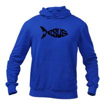 Blusa Masculina de Moletom com Capuz Pescador Jesus Peixe - Rota da Pesca