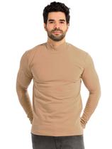 Blusa Masculina Gola Alta Anistia Slim com Elastano Caqui Blusa Masculina Gola Alta Anistia Slim com Elastano Caqui
