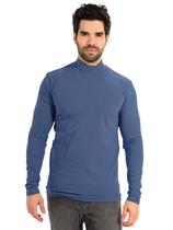 Blusa Masculina Gola Alta Anistia Slim com Elastano Índigo Blusa Masculina Gola Alta Anistia Slim com Elastano Índigo