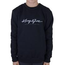Blusa Masculina Infantil KingJoe Moletom Logomania Preta MO1000