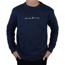 Blusa Masculina Infanto Juvenil Nicoboco Moletom Lobby Azul Marinho 5184