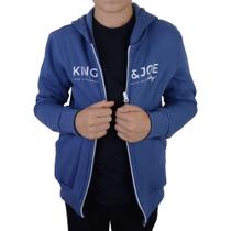 Blusa Masculina Juvenil KingJoe Moletom Apeluciada Capuz Azul 005516