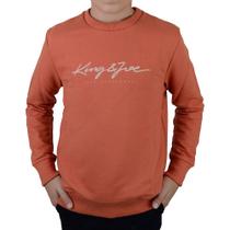 Blusa Masculina Juvenil KingJoe Moletom Logomania Laranja Terracota MO1000