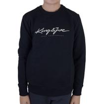 Blusa Masculina Juvenil KingJoe Moletom Logomania Preta MO1000