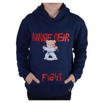 Blusa Masculina Juvenil Pini Gamer Moletom Karate Bear Azul